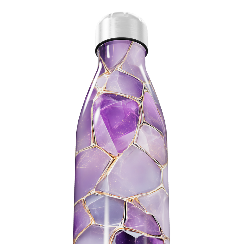 Garrafa Inox - Roxa com Estampa Geométrica
