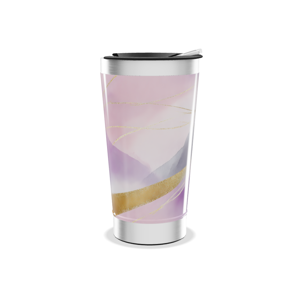 Copo Térmico - Roxo e Dourado Abstrato