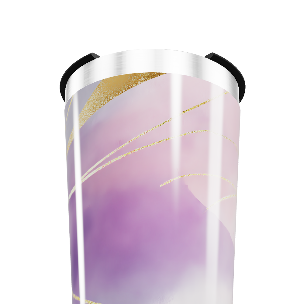 Copo Térmico - Roxo e Dourado Abstrato