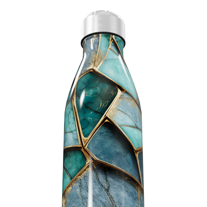 Garrafa Inox - Estampa Mármore Azul