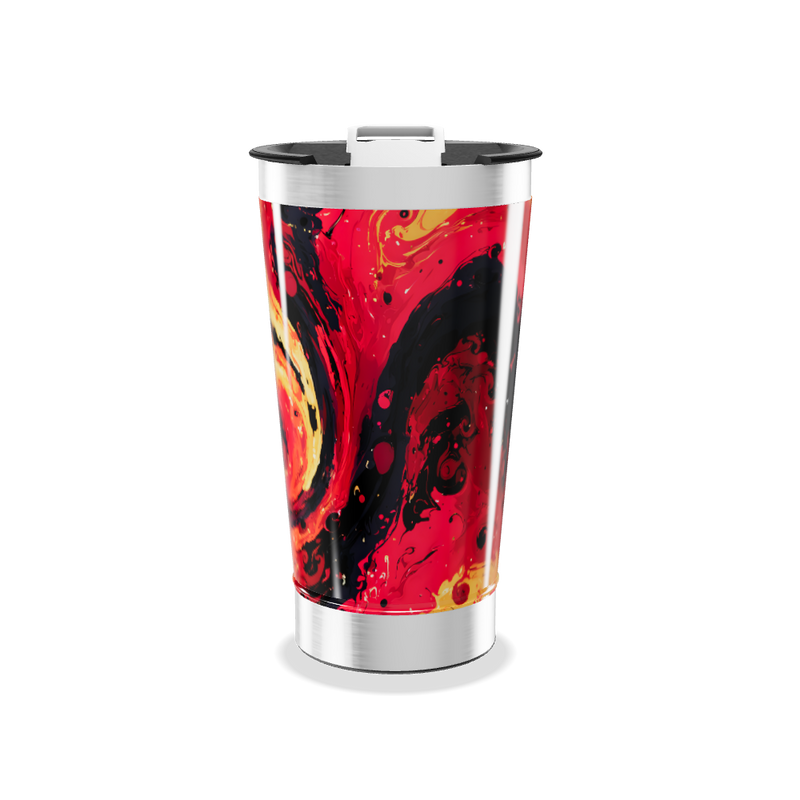 Copo Térmico - Estampa Abstrata Vermelha