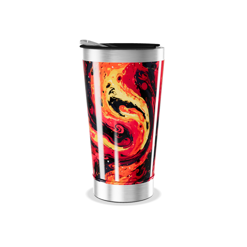 Copo Térmico - Estampa Abstrata Vermelha