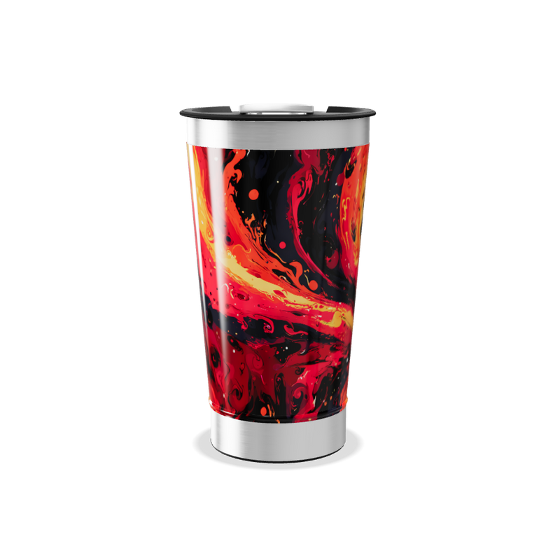Copo Térmico - Estampa Abstrata Vermelha