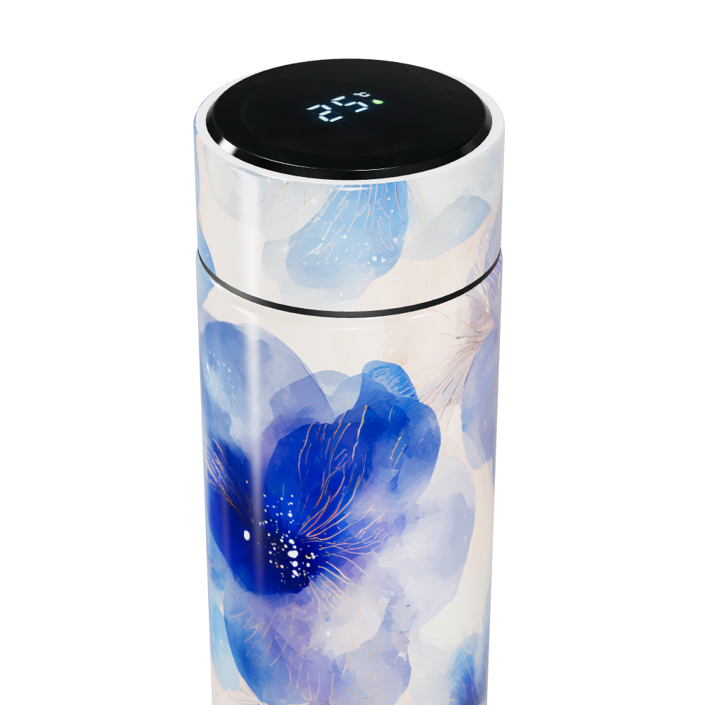 Garrafa Térmica Touch - Floral Azul Digital