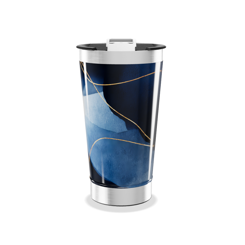 Copo Térmico - Azul com Detalhes Dourados