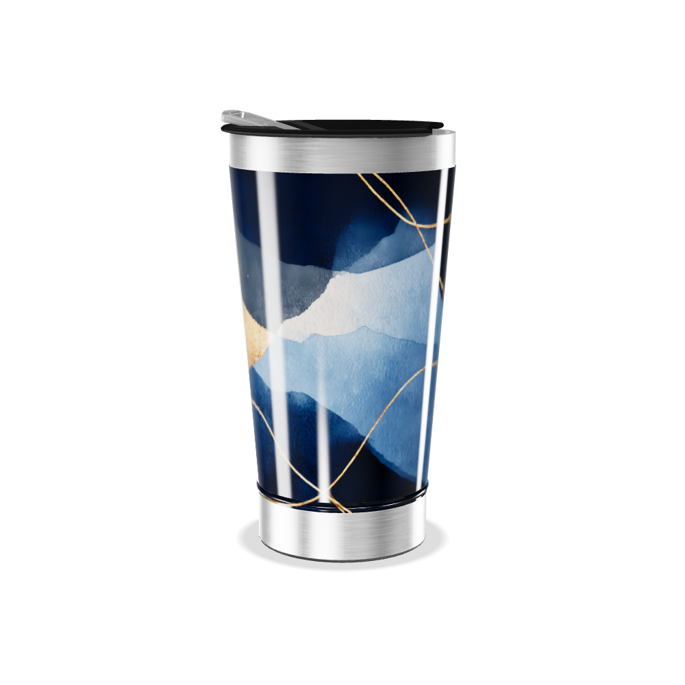 Copo Térmico - Azul com Detalhes Dourados