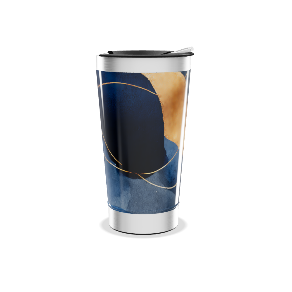 Copo Térmico - Azul com Detalhes Dourados