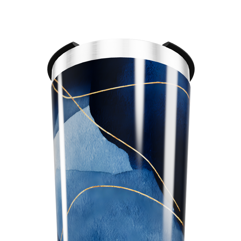 Copo Térmico - Azul com Detalhes Dourados