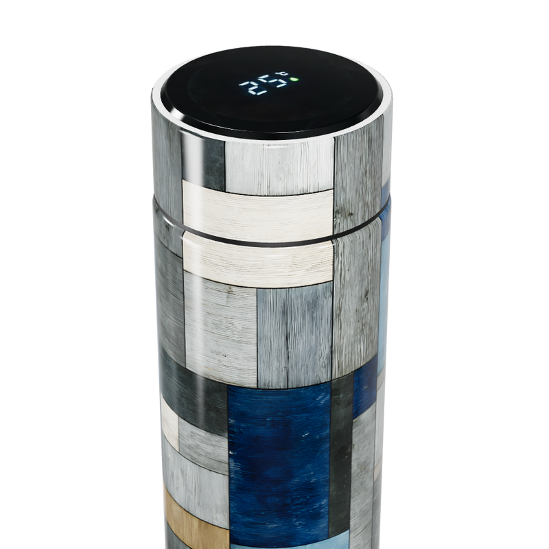 Garrafa Térmica Touch - Estampa Geométrica Azul