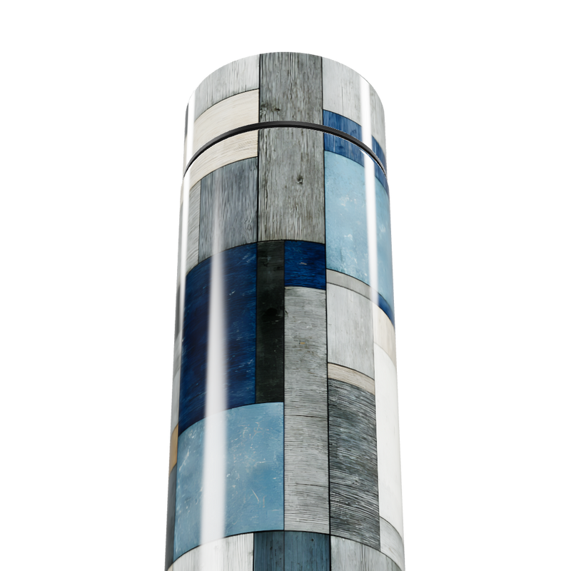 Garrafa Térmica Touch - Estampa Geométrica Azul