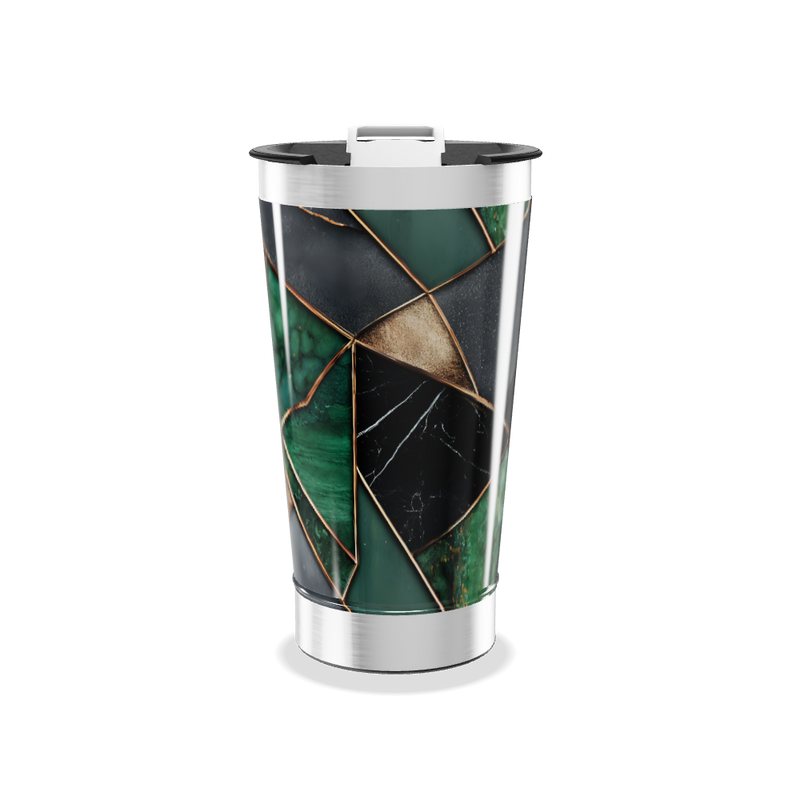 Copo Térmico - Verde com Estampa Geométrica