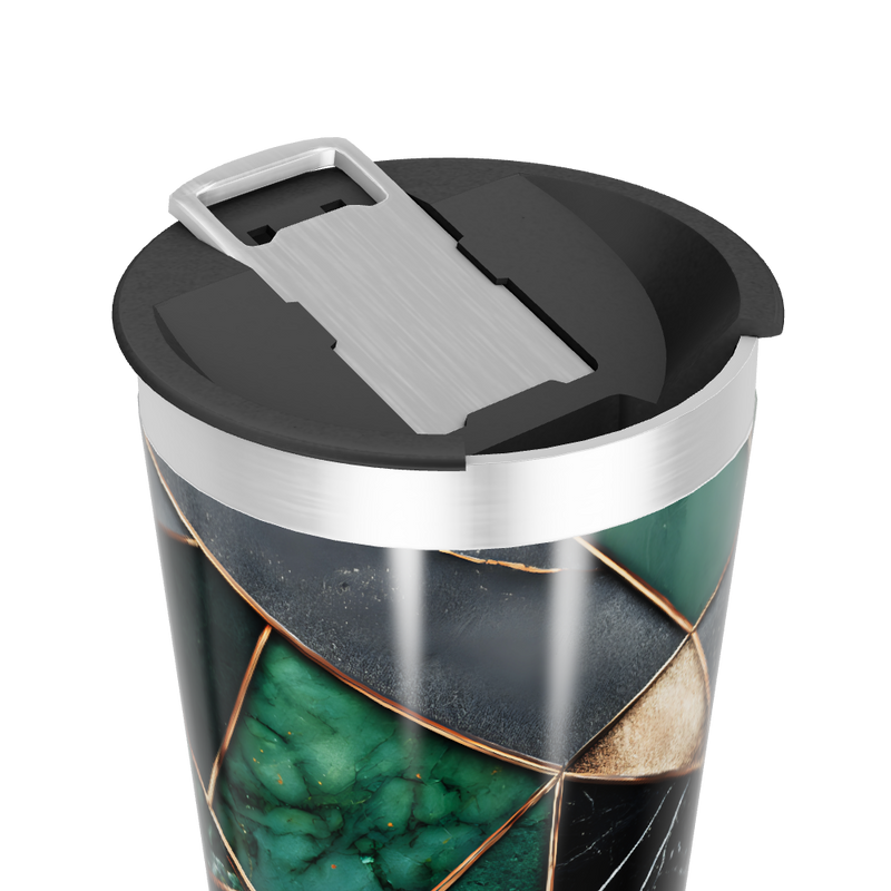 Copo Térmico - Verde com Estampa Geométrica