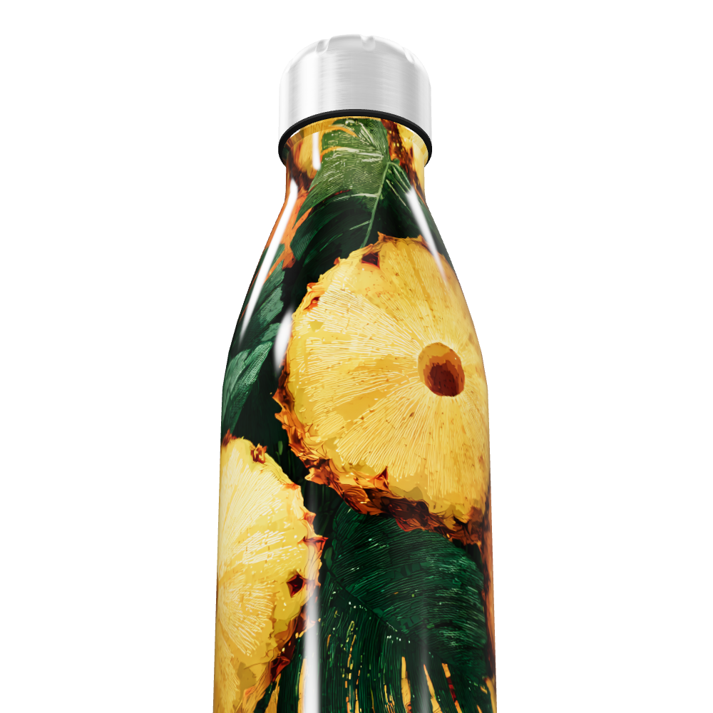 Garrafa Inox - Estampa Abacaxi Colorida