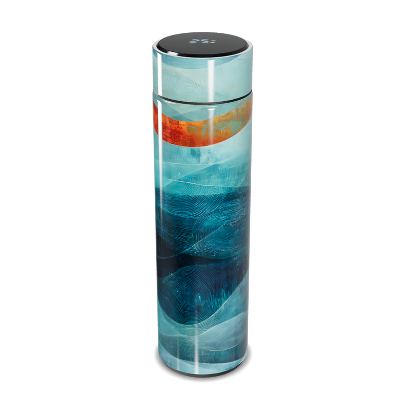 Garrafa Térmica Touch - Azul com Estampa Abstrata