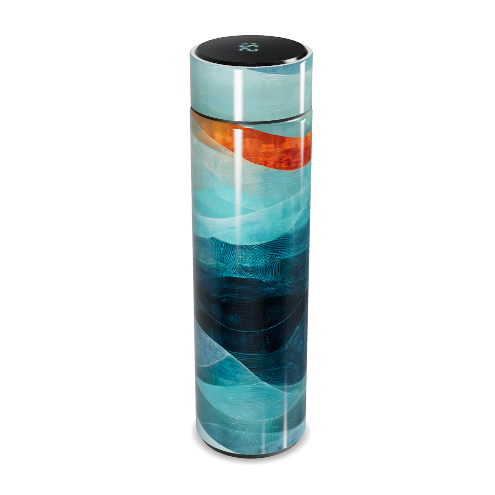 Garrafa Térmica Touch - Azul com Estampa Abstrata