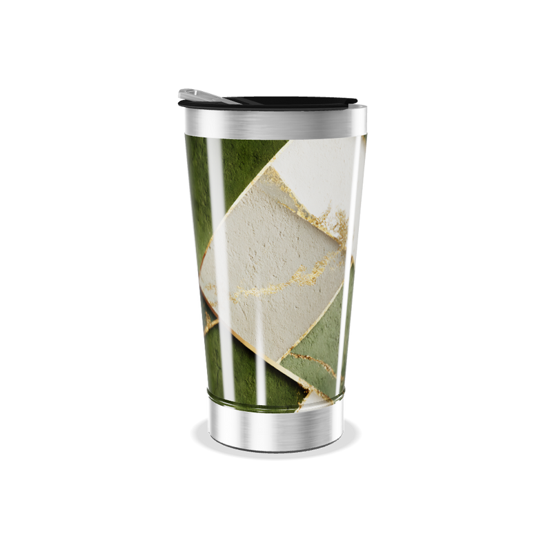 Copo Térmico - Mármore Verde e Branco