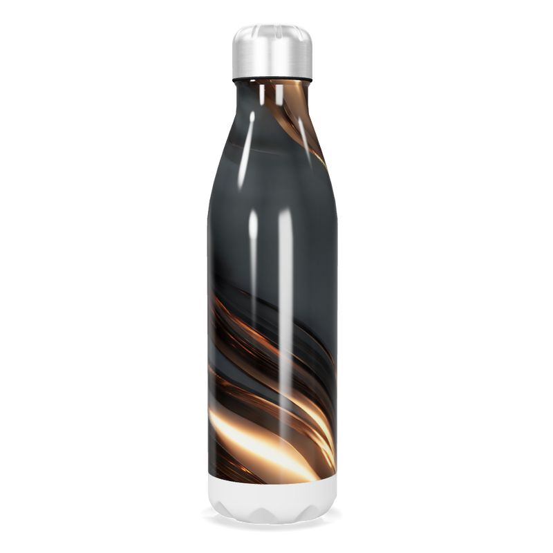 Garrafa Inox - Preta com Design Ondulado