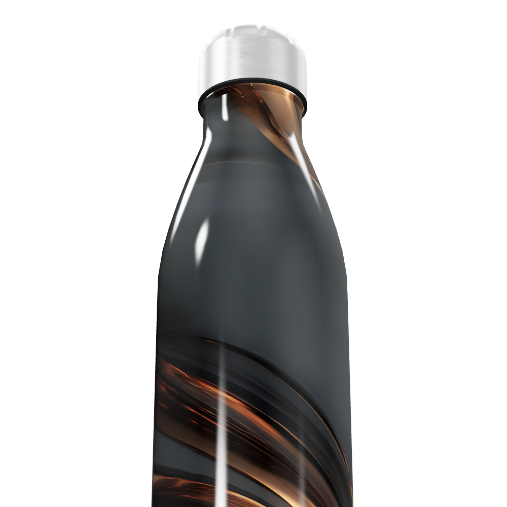 Garrafa Inox - Preta com Design Ondulado