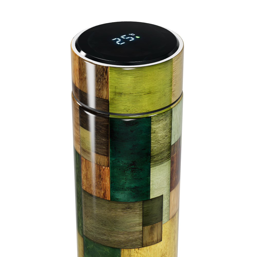 Garrafa Térmica Touch - Estampa Colorida Madeira