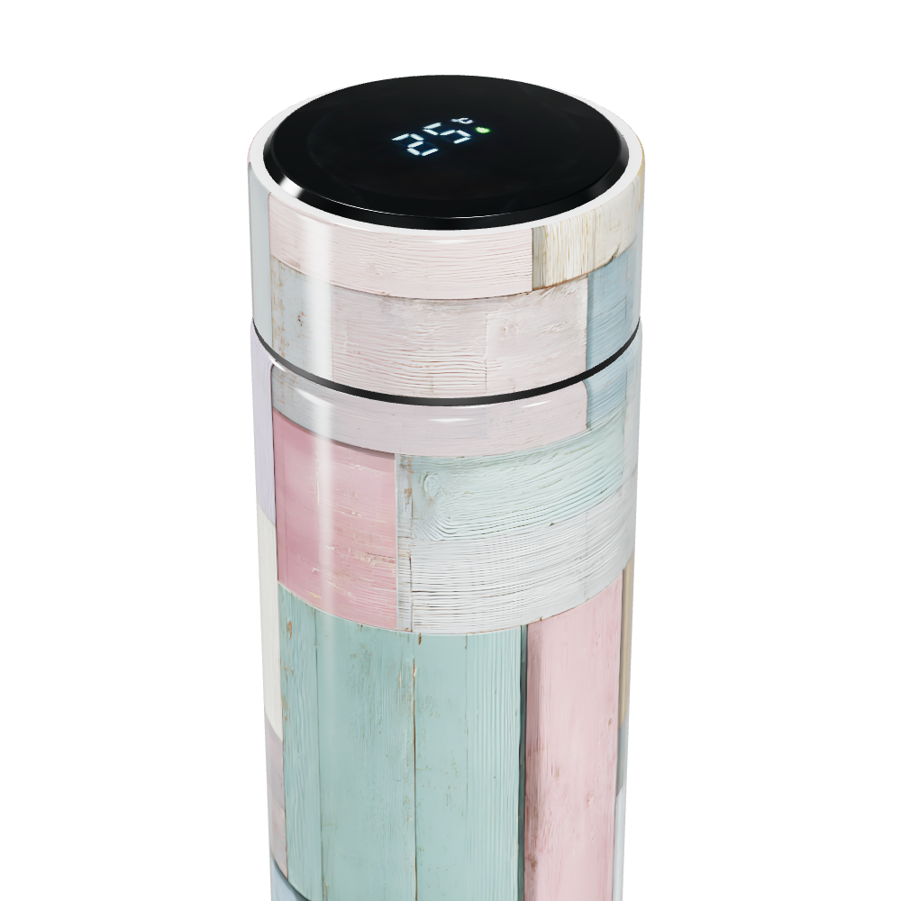 Garrafa Térmica Touch - Estampa Colorida Madeira