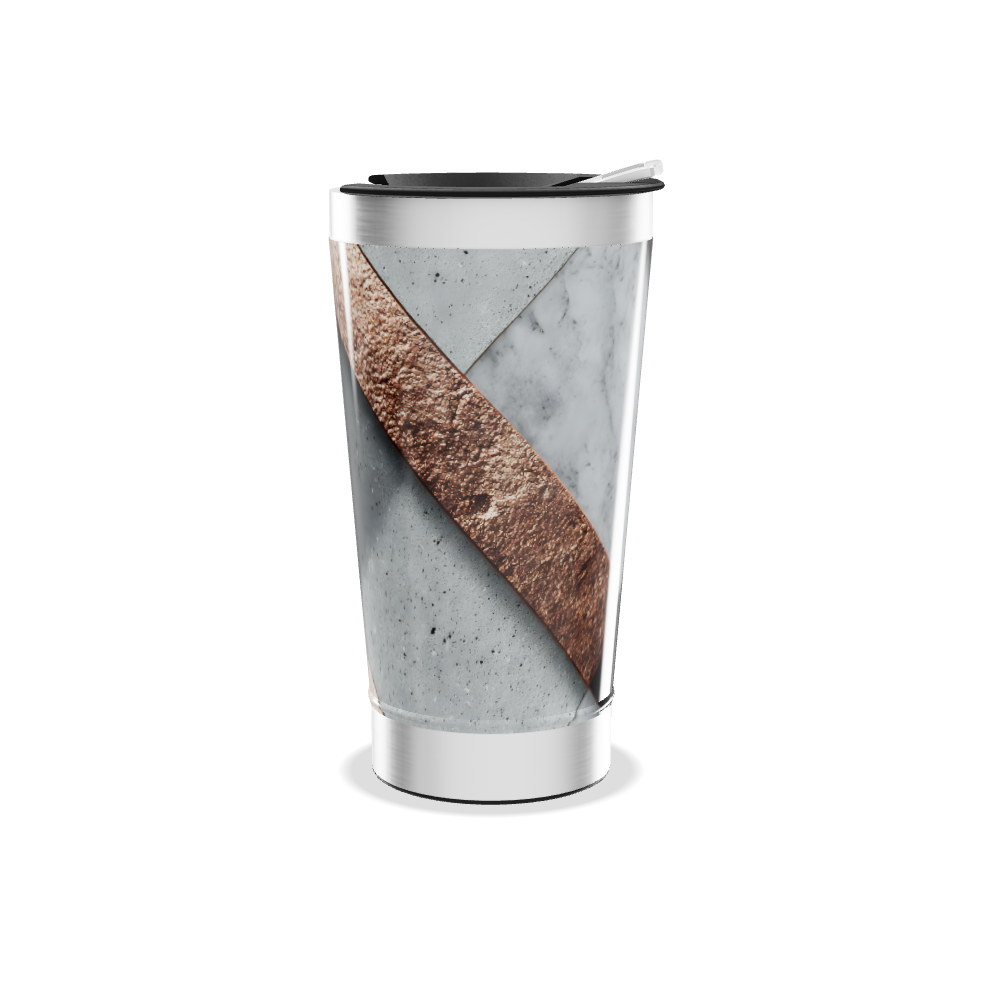 Copo Térmico - Design Geométrico Preto e Bege