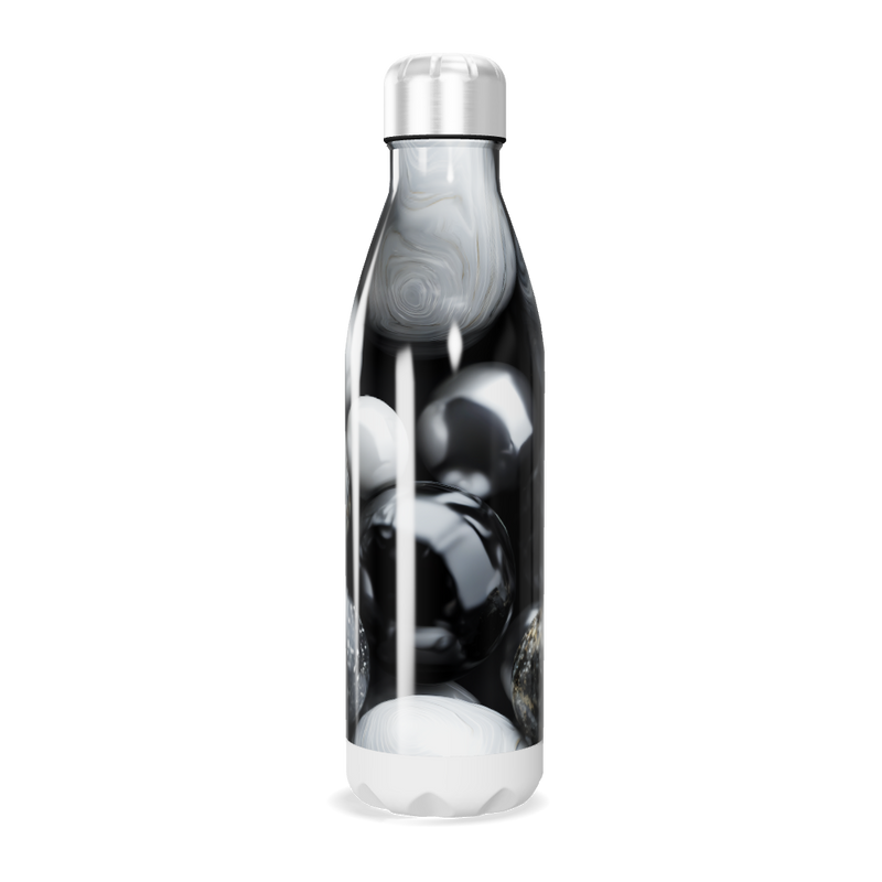 Garrafa Inox - Estampa Mármore Preto e Branco