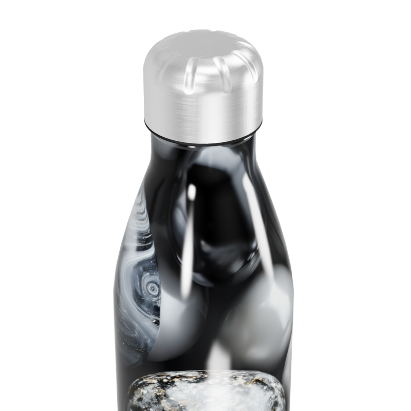 Garrafa Inox - Estampa Mármore Preto e Branco