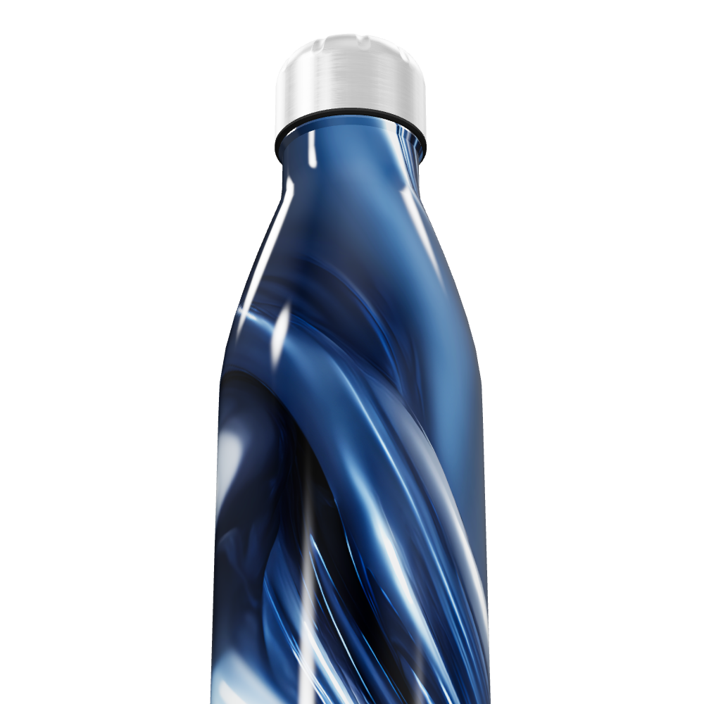 Garrafa Inox - Azul com Estampa Moderna