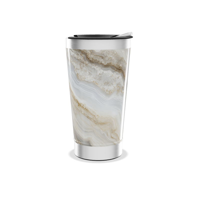 Copo Térmico - Mármore Branco e Bege