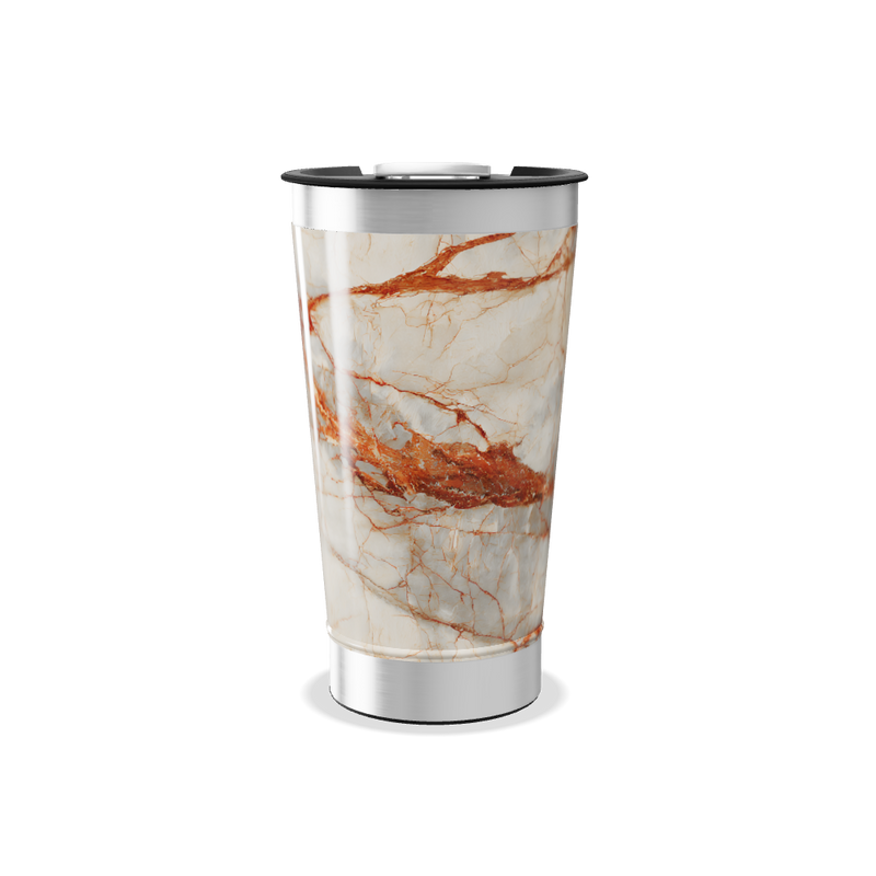 Copo Térmico - Mármore Branco e Laranja