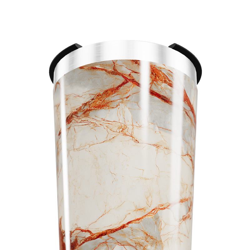 Copo Térmico - Mármore Branco e Laranja