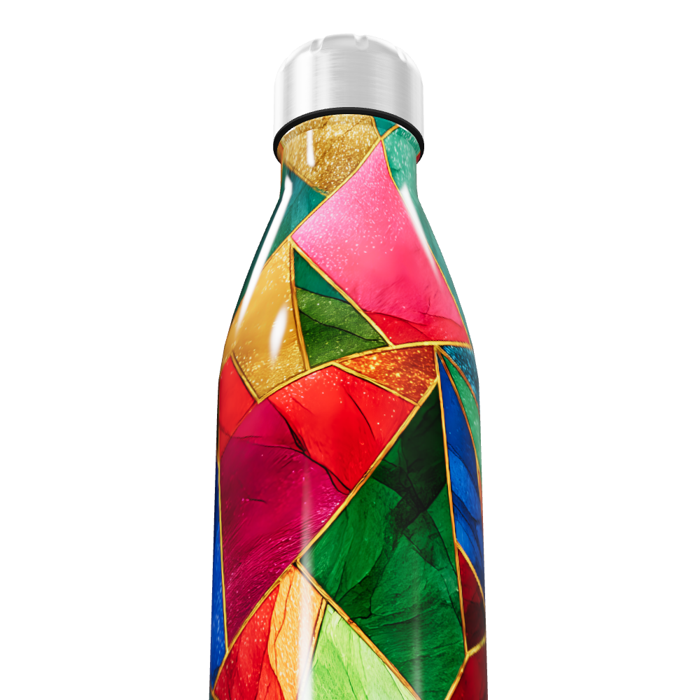 Garrafa Inox - Colorida com Estampa Geométrica