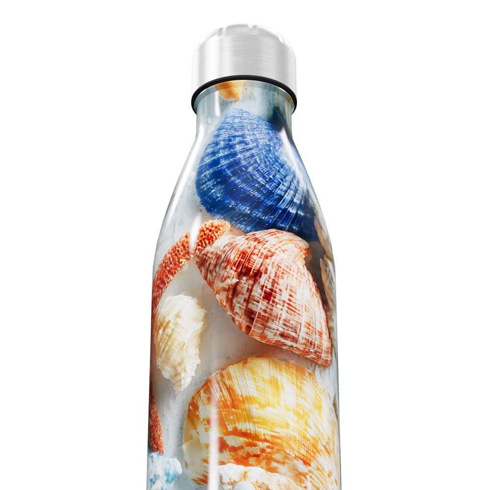 Garrafa Inox - Estampa de Conchas Coloridas