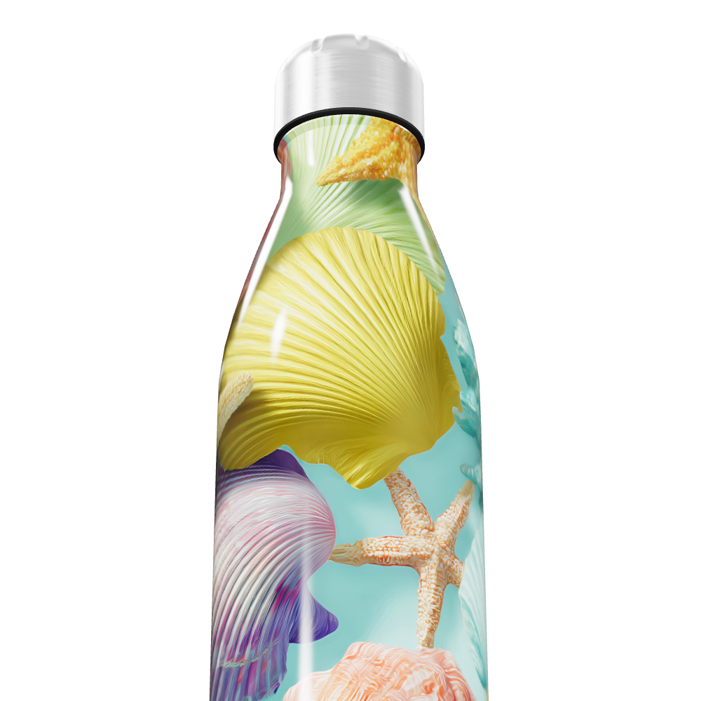 Garrafa Inox Estampada Conchas Coloridas