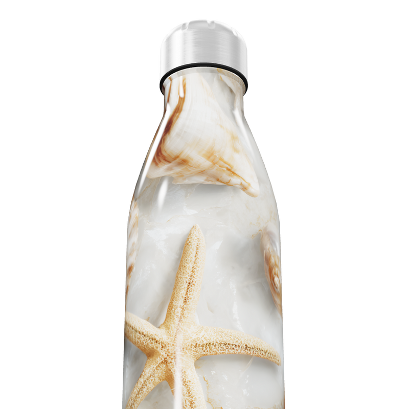 Garrafa Inox - Estampa Conchas Branca