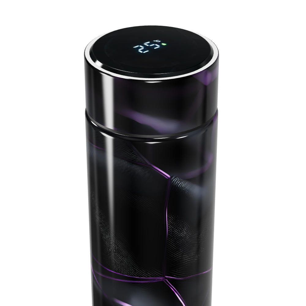 Garrafa Térmica Touch - Preta com LED e Design Roxo