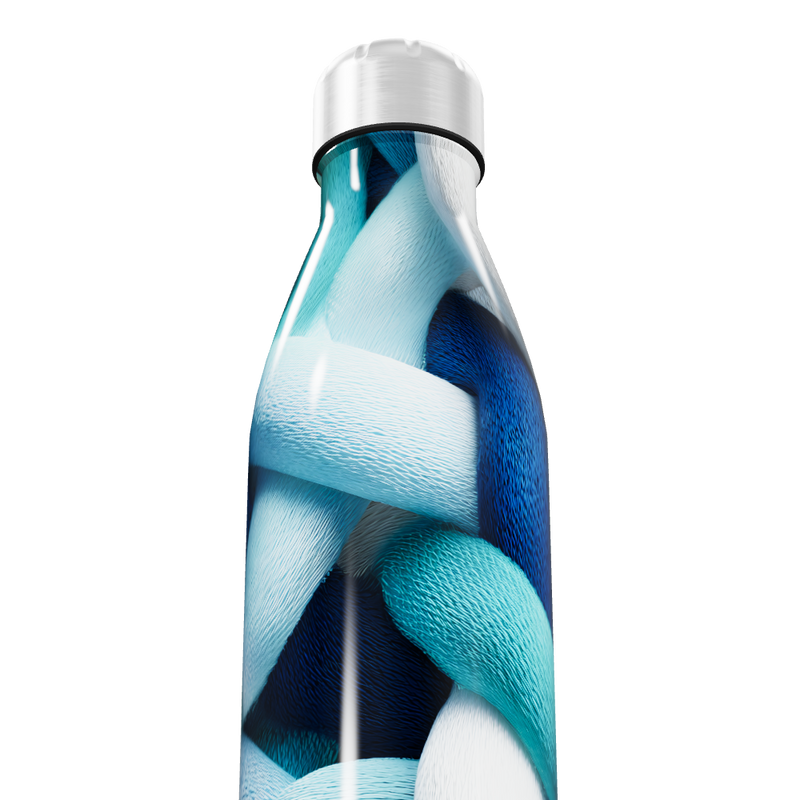 Garrafa Inox - Estampa Trançada Azul