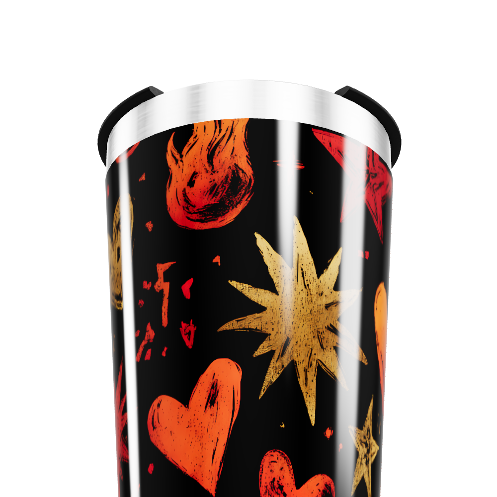Copo Térmico - Estampa Corações e Chamas