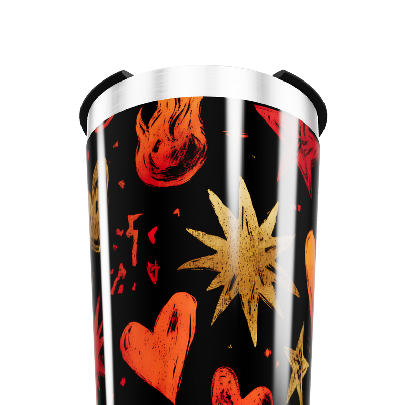 Copo Térmico - Estampa Corações e Chamas