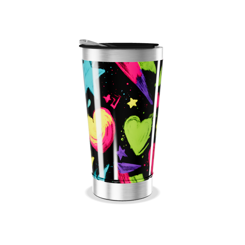 Copo Térmico - Cores Neon com Corações