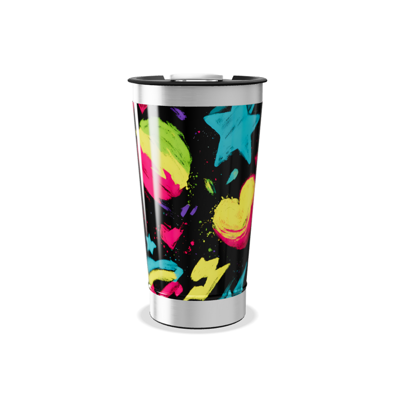 Copo Térmico - Cores Neon com Corações