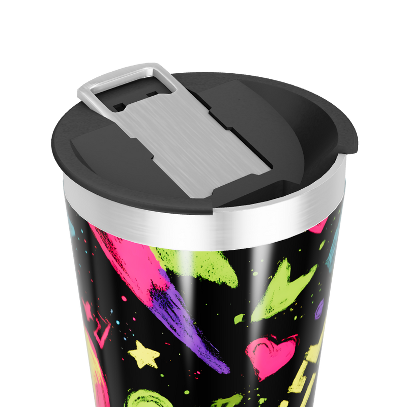 Copo Térmico - Cores Neon com Corações