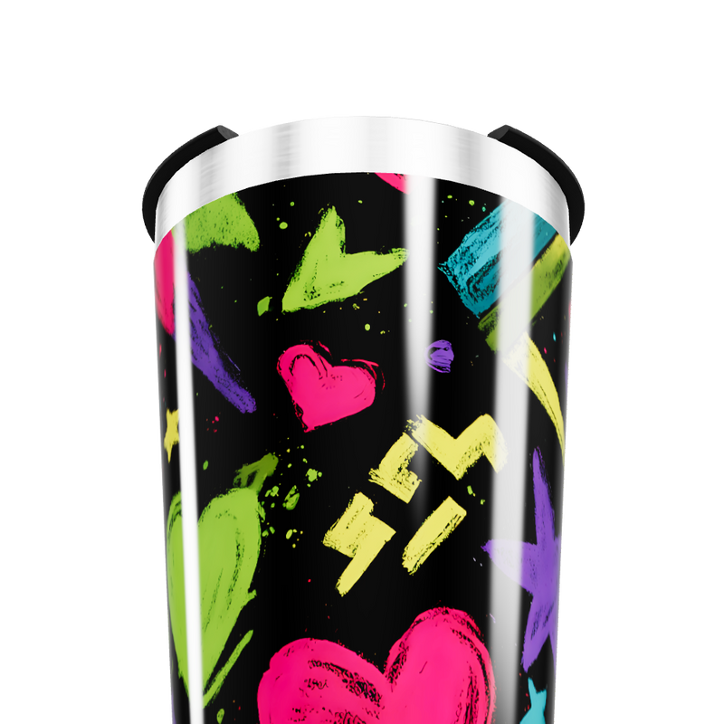 Copo Térmico - Cores Neon com Corações