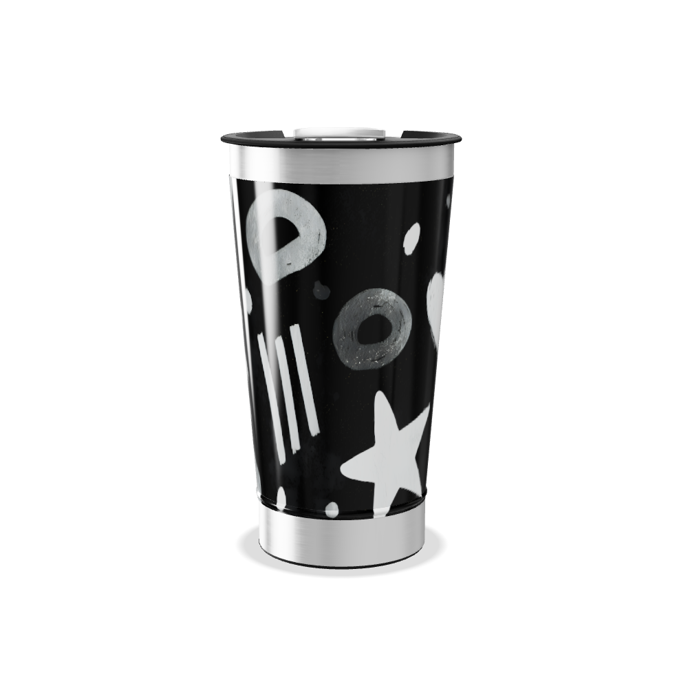 Copo Térmico - Preto com Desenhos Brancos