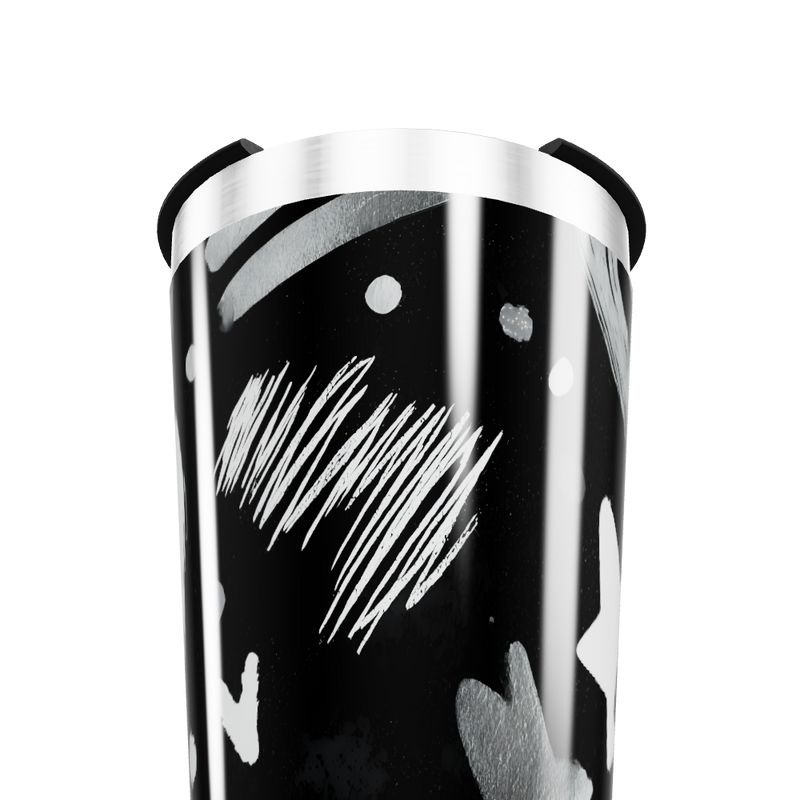 Copo Térmico - Preto com Desenhos Brancos