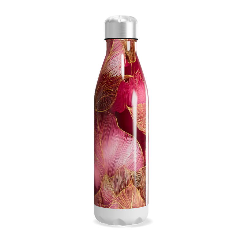 Garrafa Inox Flores Rosa