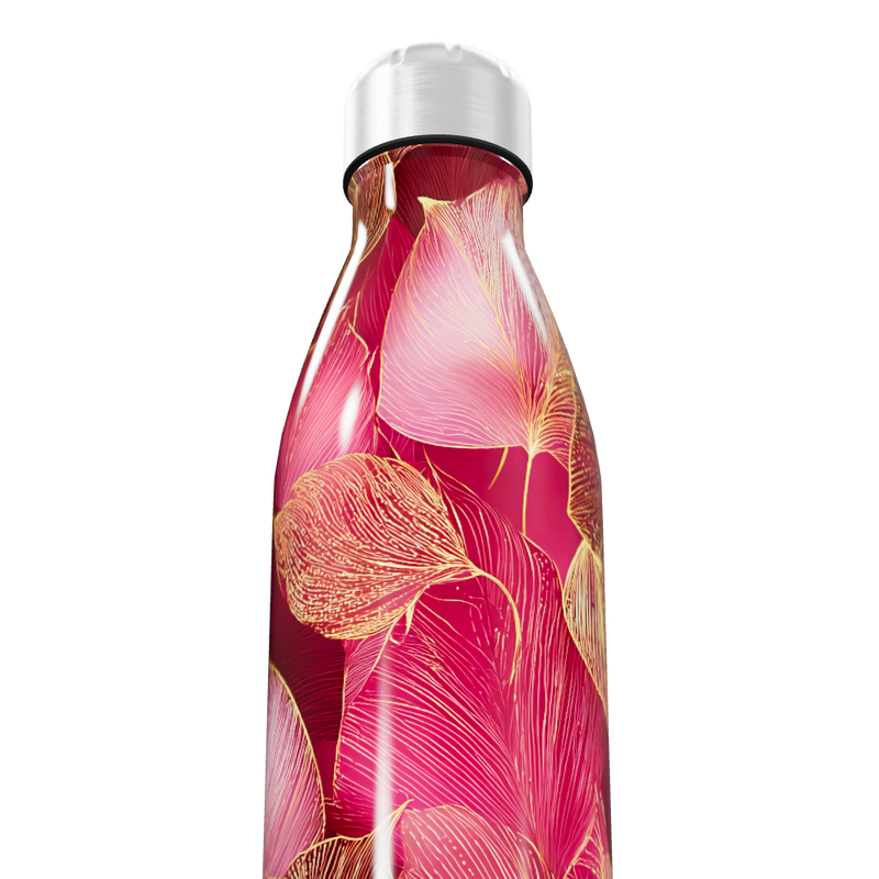 Garrafa Inox Flores Rosa