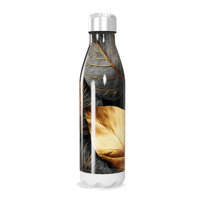Garrafa Inox Folhas - Preta Dourada 750ml