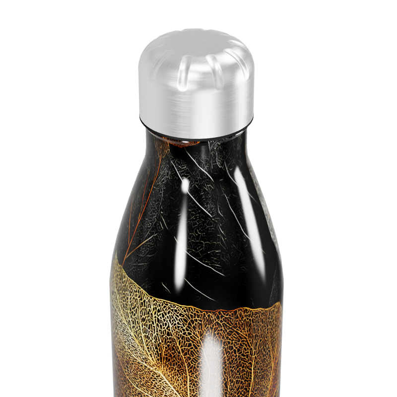 Garrafa Inox Folhas - Preta Dourada 750ml