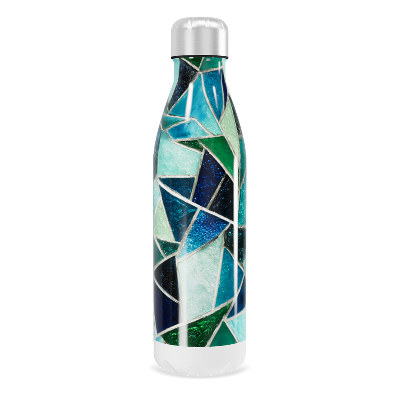Garrafa Inox Estampada Vidro Azul-Verde